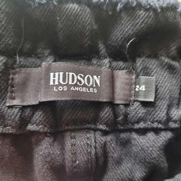 Hudson Jeans Black Paper Bag Pants With Belt Sz 24 Casual Trousers - Picture 6 of 8